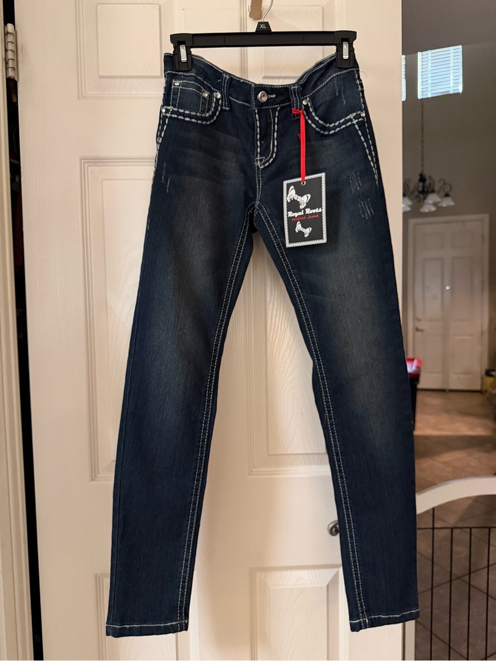 Dark Wash Skinny Jeans - Dark Blue
